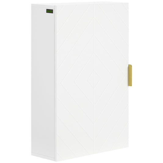 Kleankin Bathroom Wall Cabinet, Over Toilet Storage Cupboard with Adjustable Shelves for Hallway, Living Room, White