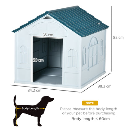 PawHut Plastic Outdoor Weatherproof Dog Pet House, Blue