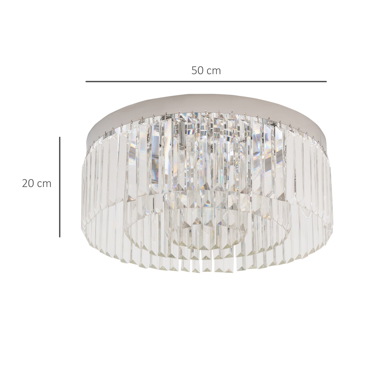 Crystal Ceiling Light Modern Chandeliers w/ Stainless Steel Base 10 Lights Elegant Flush Mount Ceiling Lighting for Living Room, Hallway, Bar