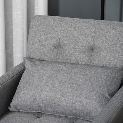 3-In-1 Chair Bed, Convertible Sleeper Chair with Adjustable Backrest, Pillow and Footrest for Living Room, Grey