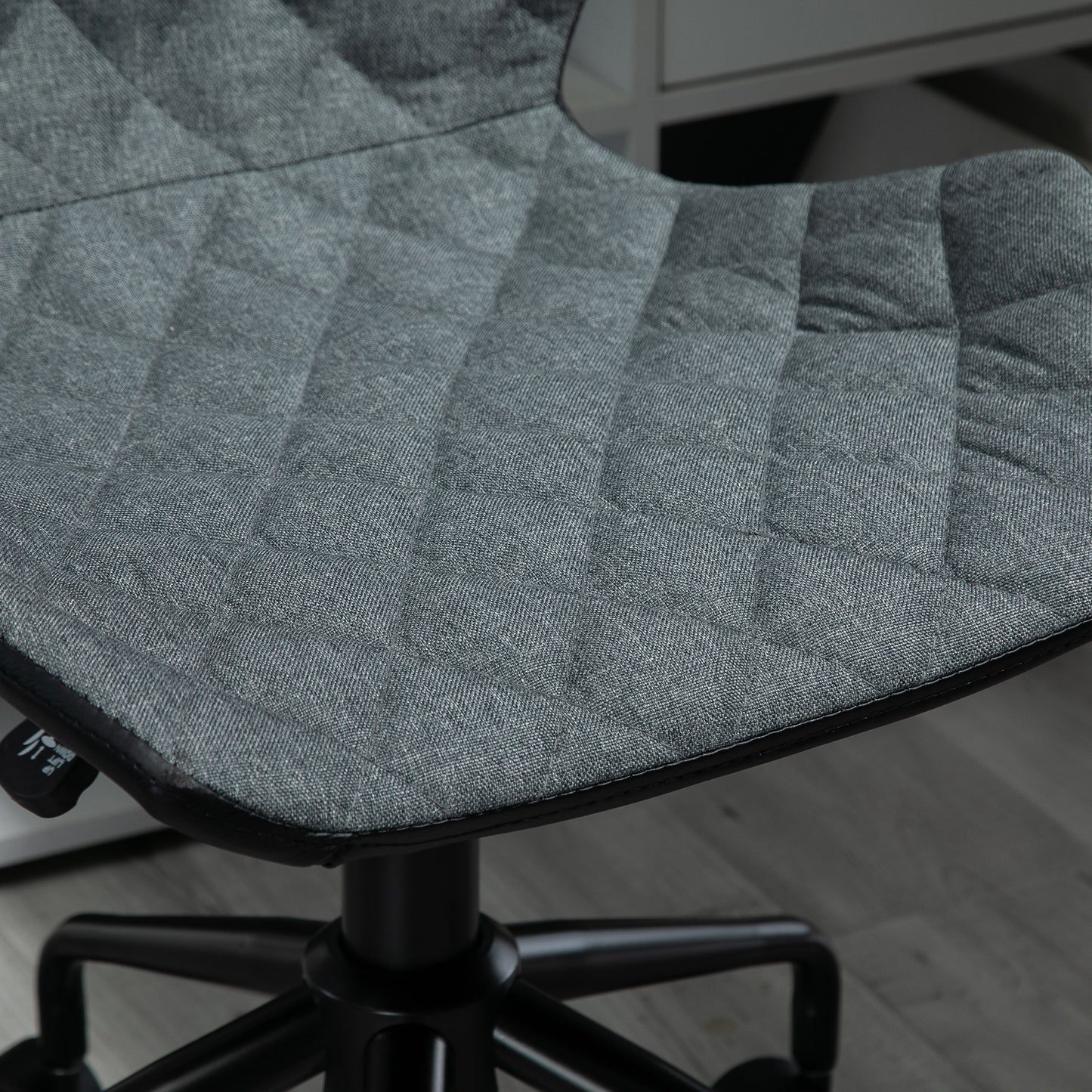 Swivel Chair, Home Office Computer Desk Chair With Nylon Wheels Adjustable Height Linen Grey