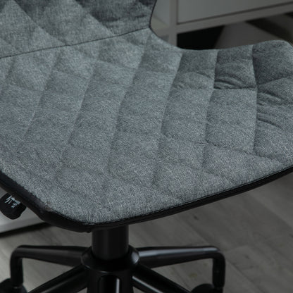 Swivel Chair, Home Office Computer Desk Chair With Nylon Wheels Adjustable Height Linen Grey