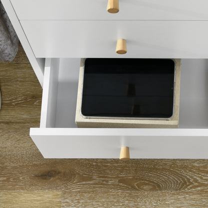 Chest of Drawers, 3-Drawer Storage Organiser Unit with Wood Legs for Bedroom, Living Room, White