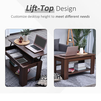 Modern Lift Up Top Coffee Table Desk Hidden Storage Bottom Shelf  100W x 50D x 63H cm