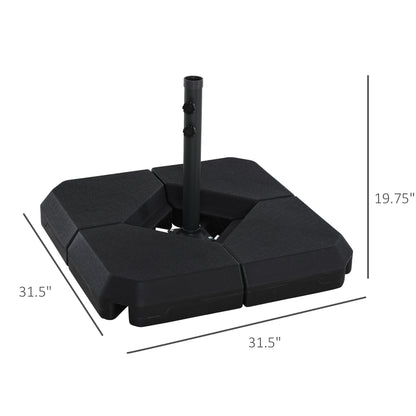 Outsunny 4 PieceFillable Parasol Base w/ Steel Cross Base Garden Umbrella Stand Weight Umbrella Sand Water Plastic Black