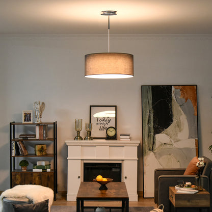 Modern LED Pendant Light Chandelier with Three Lighting Modes Metal Round Base for Living Room, Bedroom, Office, Entrance, Grey, 59 x 59 x 44cm