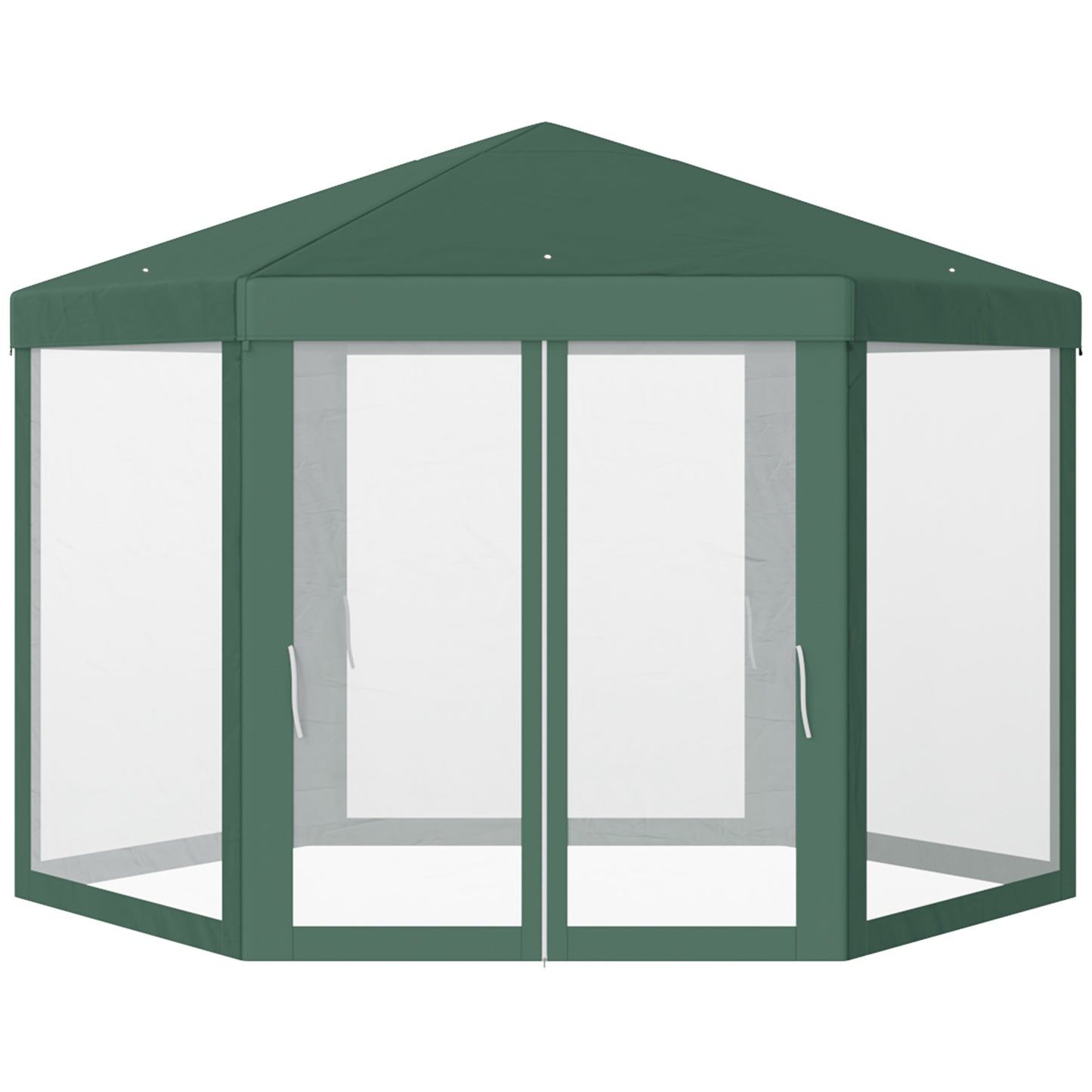 Outsunny Netting Gazebo Hexagon Tent Patio Canopy Outdoor Shelter Party Activities Shade Resistant (Green)