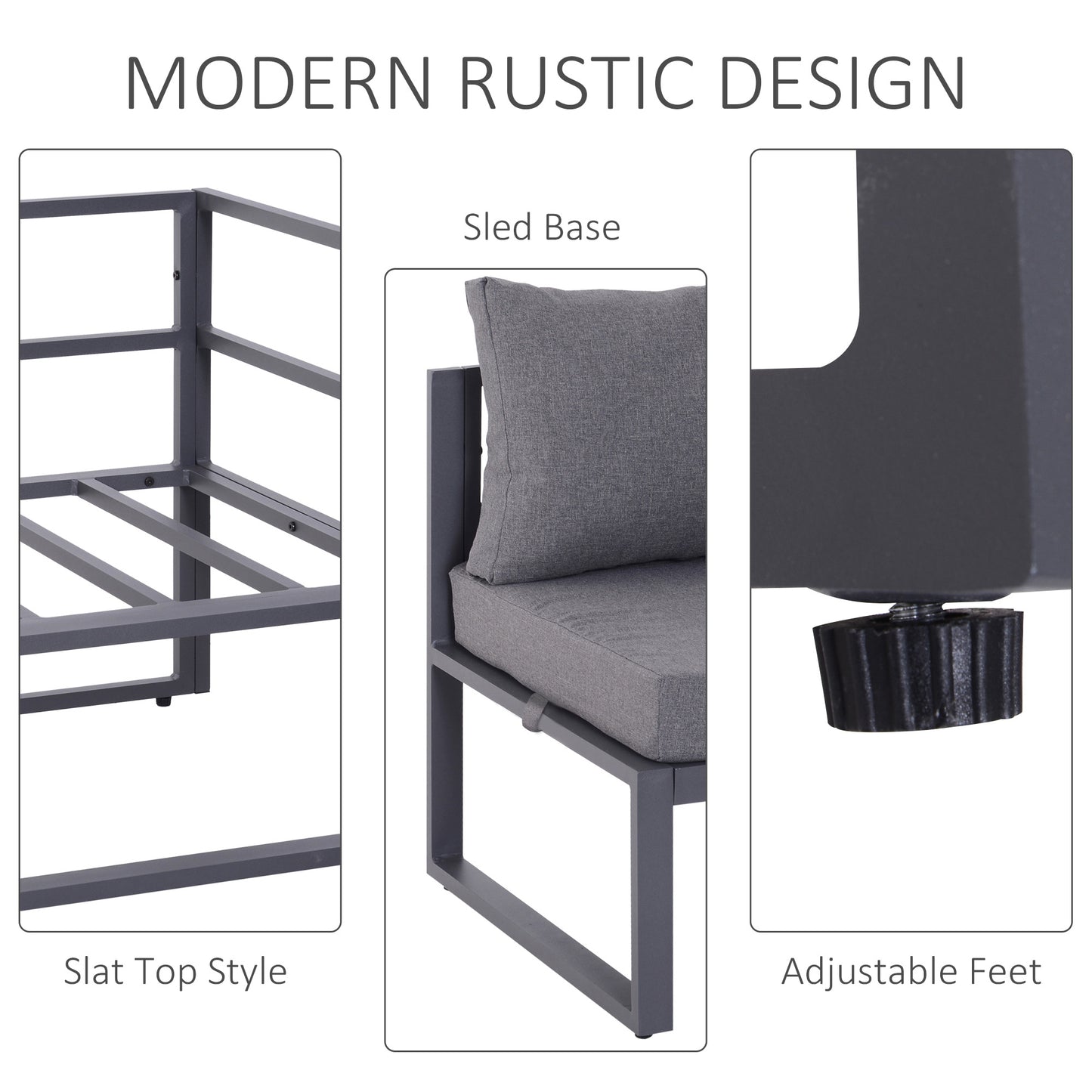 Outsunny 6 Piece Outdoor Sectional Sofa Set Conversation Aluminium Frame w/ Cushion