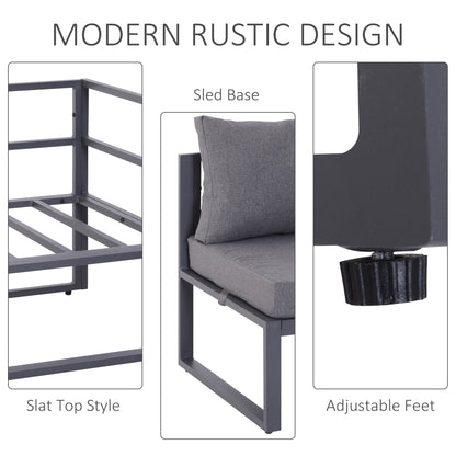 Outsunny 6 Piece Outdoor Sectional Sofa Set Conversation Aluminium Frame w/ Cushion