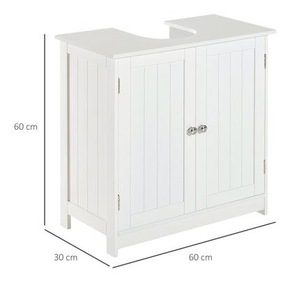 Under Sink Bathroom Storage Organiser Cabinet 2 Layers Vanity Unit Wooden - White