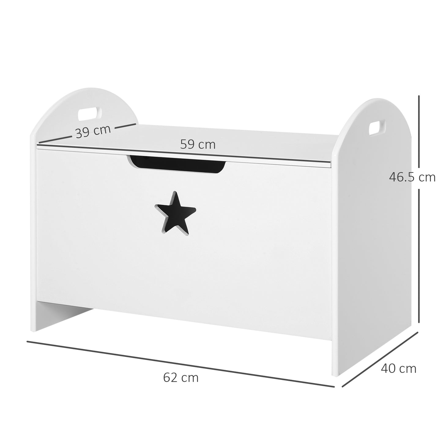 Children's Toy Storage Chest Box With Safety Hinge White
