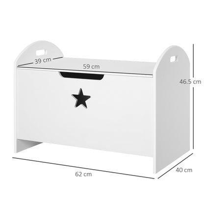 Children's Toy Storage Chest Box With Safety Hinge White