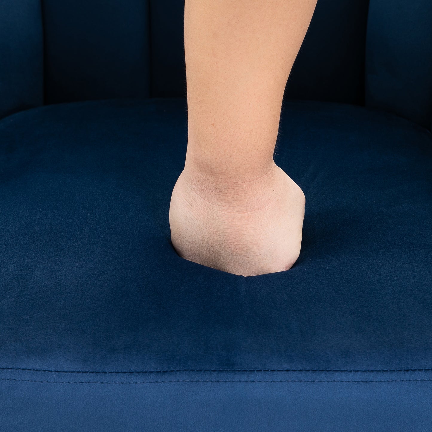 Accent Chair Velvet Fabric Single Sofa Armchair Home Living Room Solid Wood Leg Upholstered Side Armchair Blue