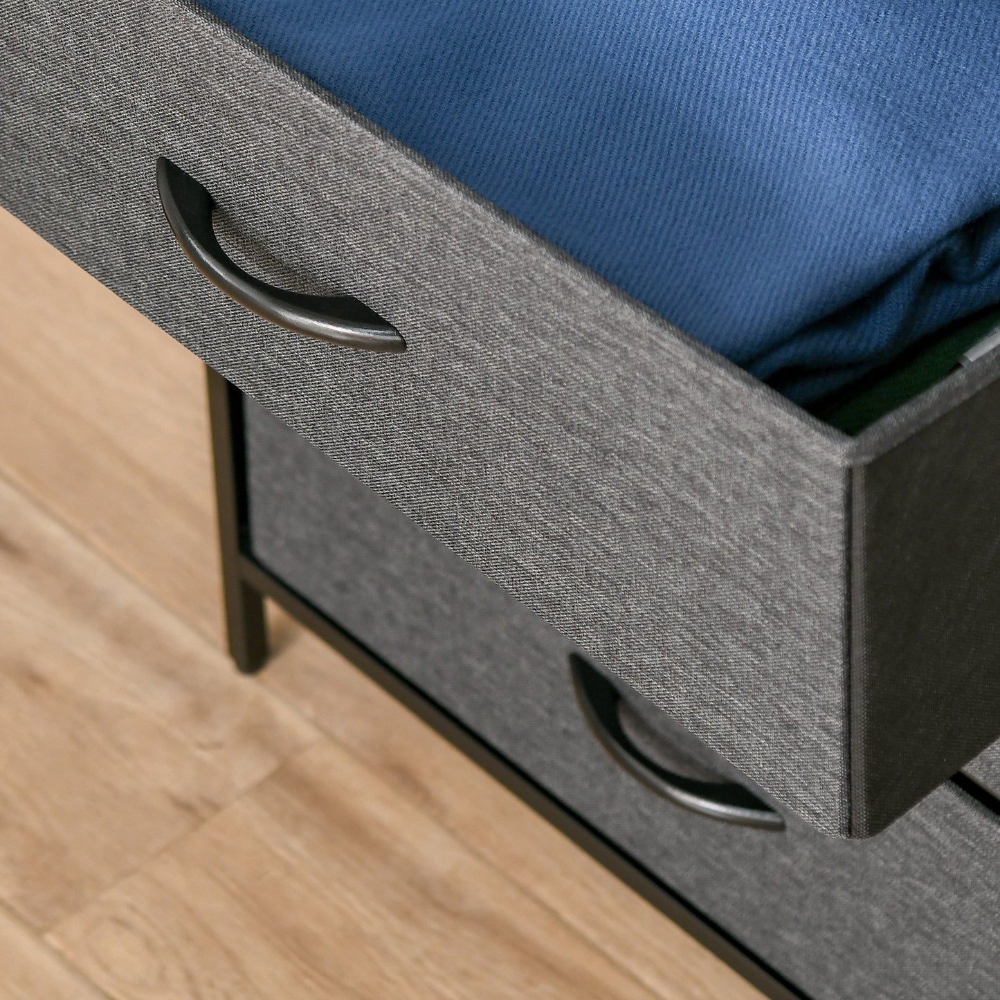 Storage Chest, Drawers Bedroom Unit Storage Cabinet with 4 Fabric Bins for Living Room, Bedroom and Entryway, Black