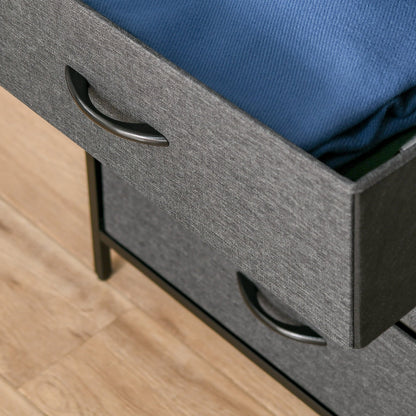 Storage Chest, Drawers Bedroom Unit Storage Cabinet with 4 Fabric Bins for Living Room, Bedroom and Entryway, Black