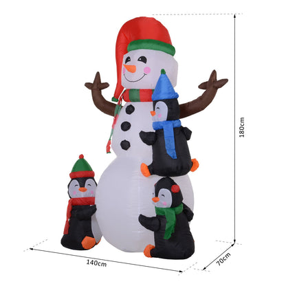 Christmas Inflatable Snowman And Penguins Outdoor Home Seasonal Holiday Decoration With LED Light
