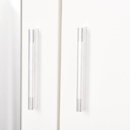 Modern Mirror Wardrobe 2 Door Storage Cupboards Home Storage Organisation Furniture with Adjustable Shelf, 3 Drawers, 80W x 50D x 180Hcm-Whit