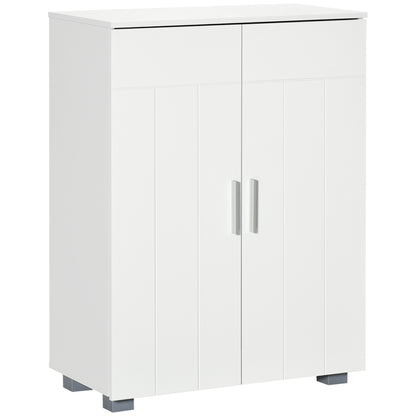 Kleankin Modern Bathroom Floor Cabinet, Free Standing Linen Cabinet, Storage Cupboard with 3 Tier Shelves, White