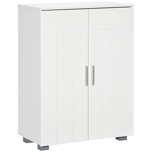 Kleankin Modern Bathroom Floor Cabinet, Free Standing Linen Cabinet, Storage Cupboard with 3 Tier Shelves, White