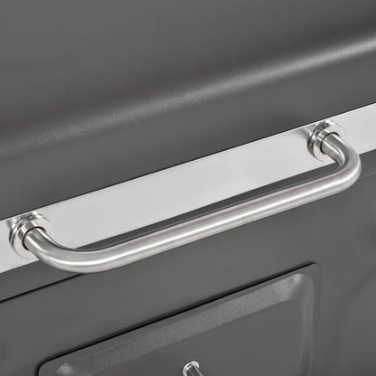 Outsunny Charcoal Grill BBQ Trolley Backyard Garden Smoker Barbecue w/ Shelf Side Table Wheels Built-in Thermometer