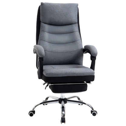 Vinsetto High Back Executive Office Chair, Reclining Computer Chair with Adjustable Height, Swivel Wheels and Retractable Footrest, Grey