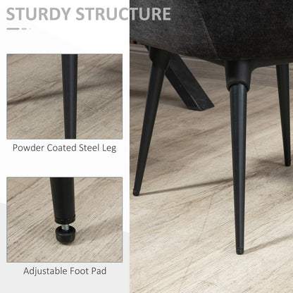 Accent Chairs for Living Room, Bedroom Arm Chair with Steel Legs, Dark Grey