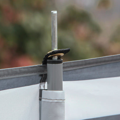 Outsunny 5 Pole Camping Windbreaks, Beach Wind Shield Privacy Shelter With Carry Bag / Steel Poles Outdoor 540cm x 150cm, Grey and White