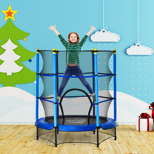 5.2FT Kids Trampoline with Safety Enclosure, Indoor Outdoor Toddler Trampoline for Ages 3-10 Years, Blue