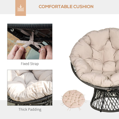 Outsunny 360° Swivel Rattan Chair Outdoor Wicker Chairs w/ Padded Cushion