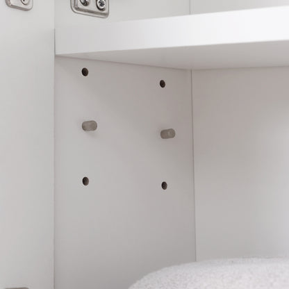 Kleankin Bathroom Mirror Cabinet, Wall Mount Storage Cabinet with Double Door, Adjustable Shelf, 54cm x 15cm x 55cm, White