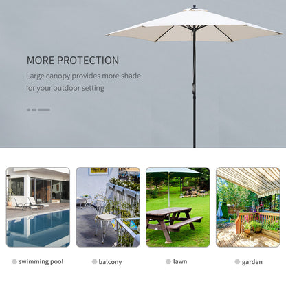 Outsunny 2.8m Garden Parasol Umbrella, Round Outdoor Market Table Umbrella, Parasol Patio Umbrella, 6 Ribs Manual Push, Sun Shade Canopy, Off-White