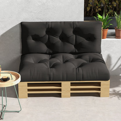 Outsunny 4-Piece Pallet Seat Cushions Back Pillows Replacement, Patio Chair Cushions Set for Indoor Outdoor, Charcoal Grey