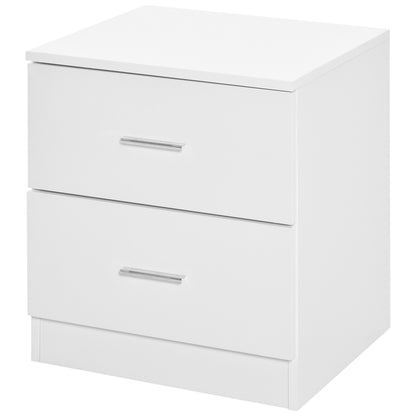 HOMCOM Bedside Table with 2 Drawers, Modern Nightstand, Cabinet Drawers Side Storage Unit for Bedroom, Living Room