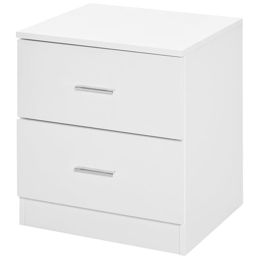 HOMCOM Bedside Table with 2 Drawers, Modern Nightstand, Cabinet Drawers Side Storage Unit for Bedroom, Living Room
