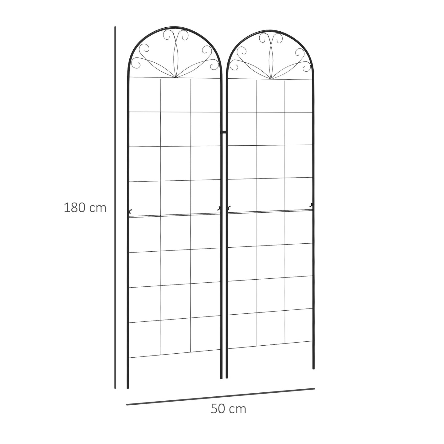 Outsunny Metal Trellis Set of 2, Garden Trellis for Climbing Plants Support Frames, Grid Design