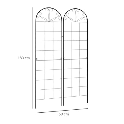 Outsunny Metal Trellis Set of 2, Garden Trellis for Climbing Plants Support Frames, Grid Design