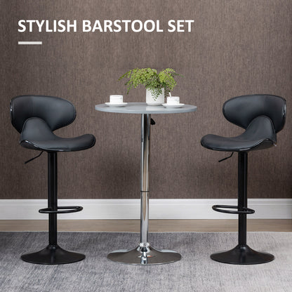 Swivel Bar Stools Set of 2, Barstools with Footrest and Backrest, Steel Frame Gas Lift, for Kitchen Counter Dining Room, Grey