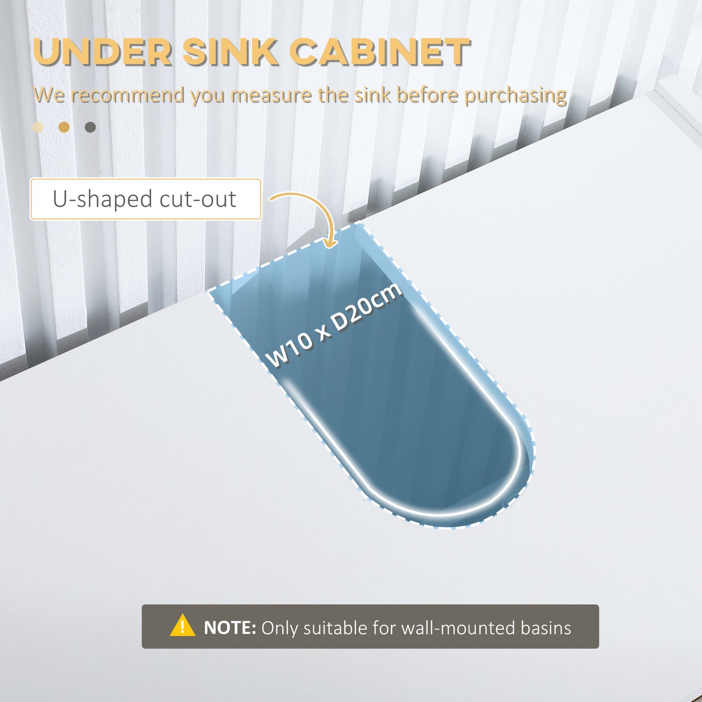 Kleankin Modern Bathroom Sink Cabinet, Floor Standing Under Sink Cabinet, Freestanding Storage Cupboard with Double Doors, White