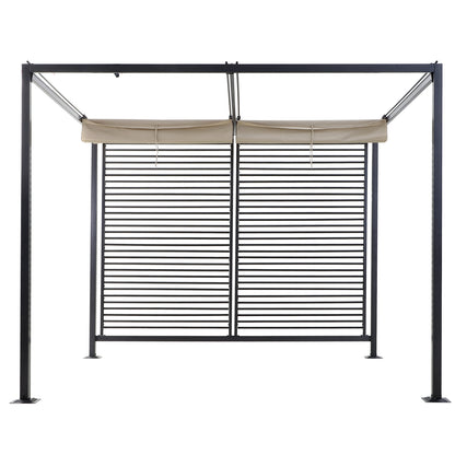 2.8m x 3m Retractable Metal Frame Outdoor Garden Pergola Beige