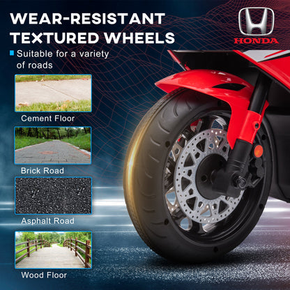 Electric Ride On Motorcycle with Headlights Music, 6V Battery Powered Kids Motorcycle Vehicle with Training Wheels, Outdoor Play Toy Red