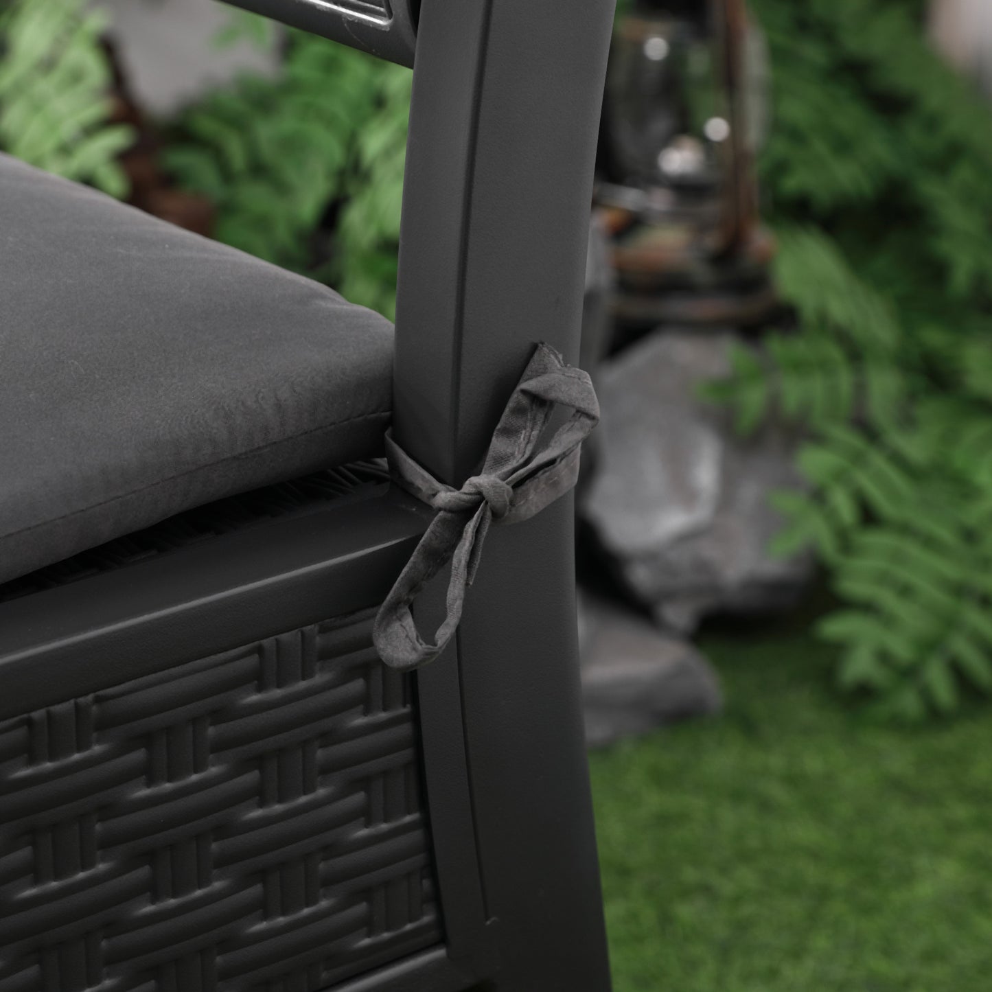 Outsunny Outdoor Garden PP Rattan Style Sofa Set, 4 PCS Patio Coffee Table Set w/ Cushioned 2 Single Chairs & 1 Loveseat Conservatory Furniture, Grey