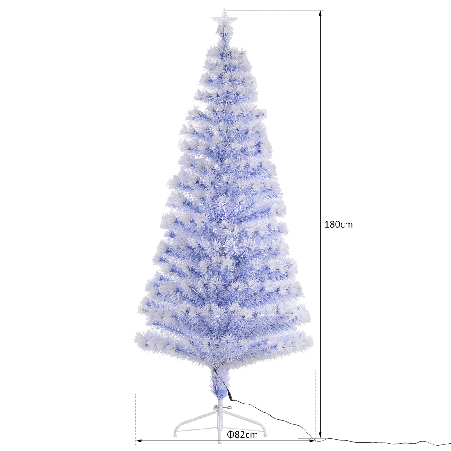 Artificial Fibre Optic Christmas Tree With 26 LED Lights Pre-Lit White Blue 6FT
