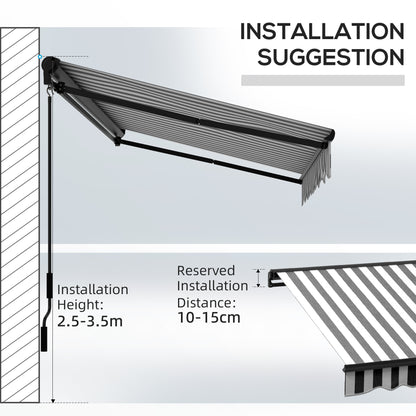 Outsunny 3 x 2m Aluminium Frame Electric Awning, Retractable Awning Sun Canopies For Patio Door Window