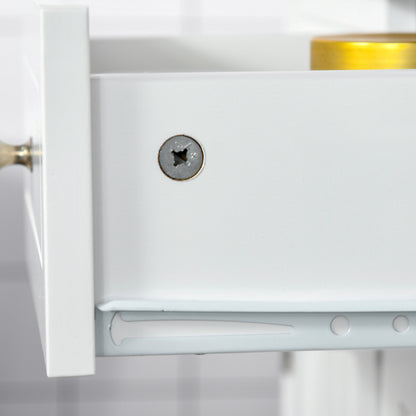 Kleankin Bathroom Storage Cabinet Free-Standing Bathroom Cabinet Unit w/ 2 Drawers Cupboard Adjustable Shelf Handles Traditional Style 75x60cm White