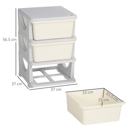 ZONEKIZ Kids Storage Units with Drawers 3 Tier Chest Vertical Dresser Tower Toy Organiser for  Nursery Playroom Kindergarten White