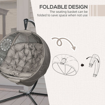 Outsunny Round Egg Basket Chair, with Steel Stand