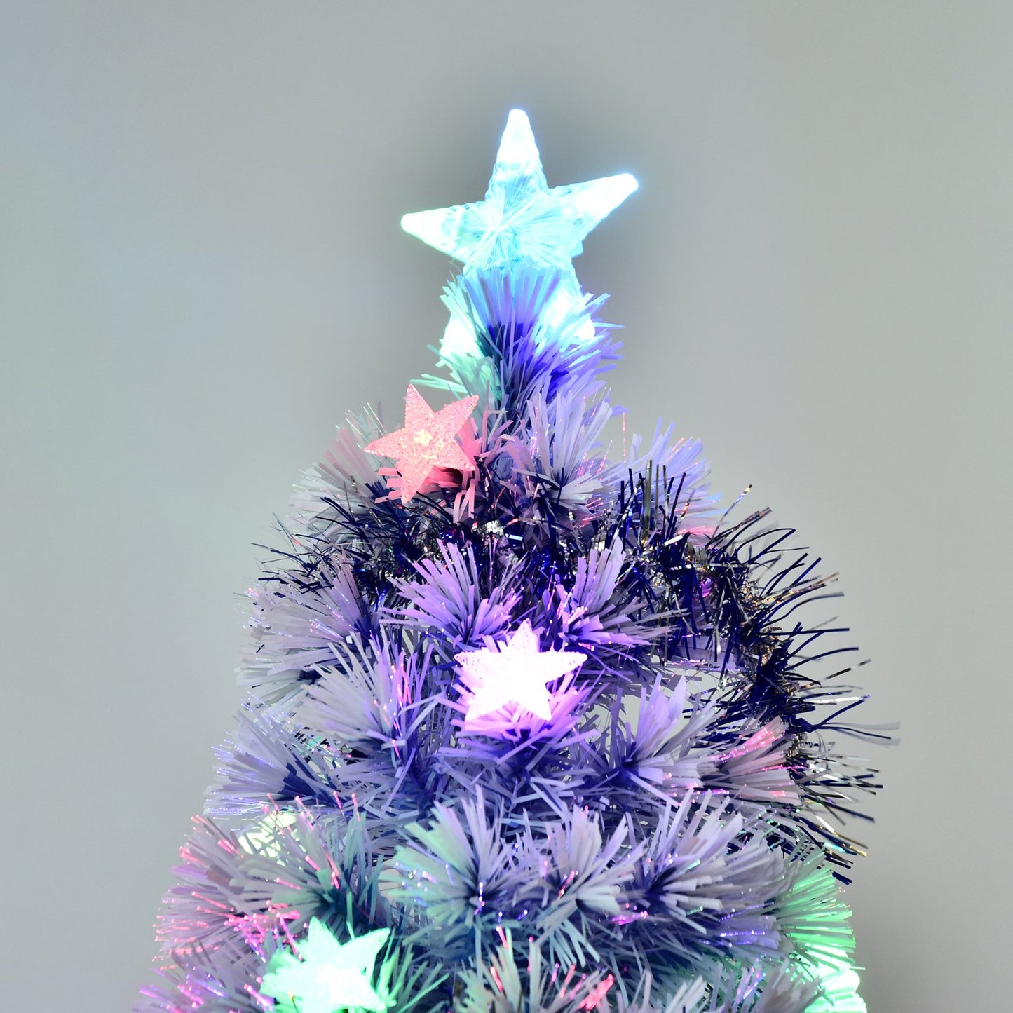 Artificial Fibre Optic Christmas Tree With 26 LED Lights Pre-Lit White Blue 6FT