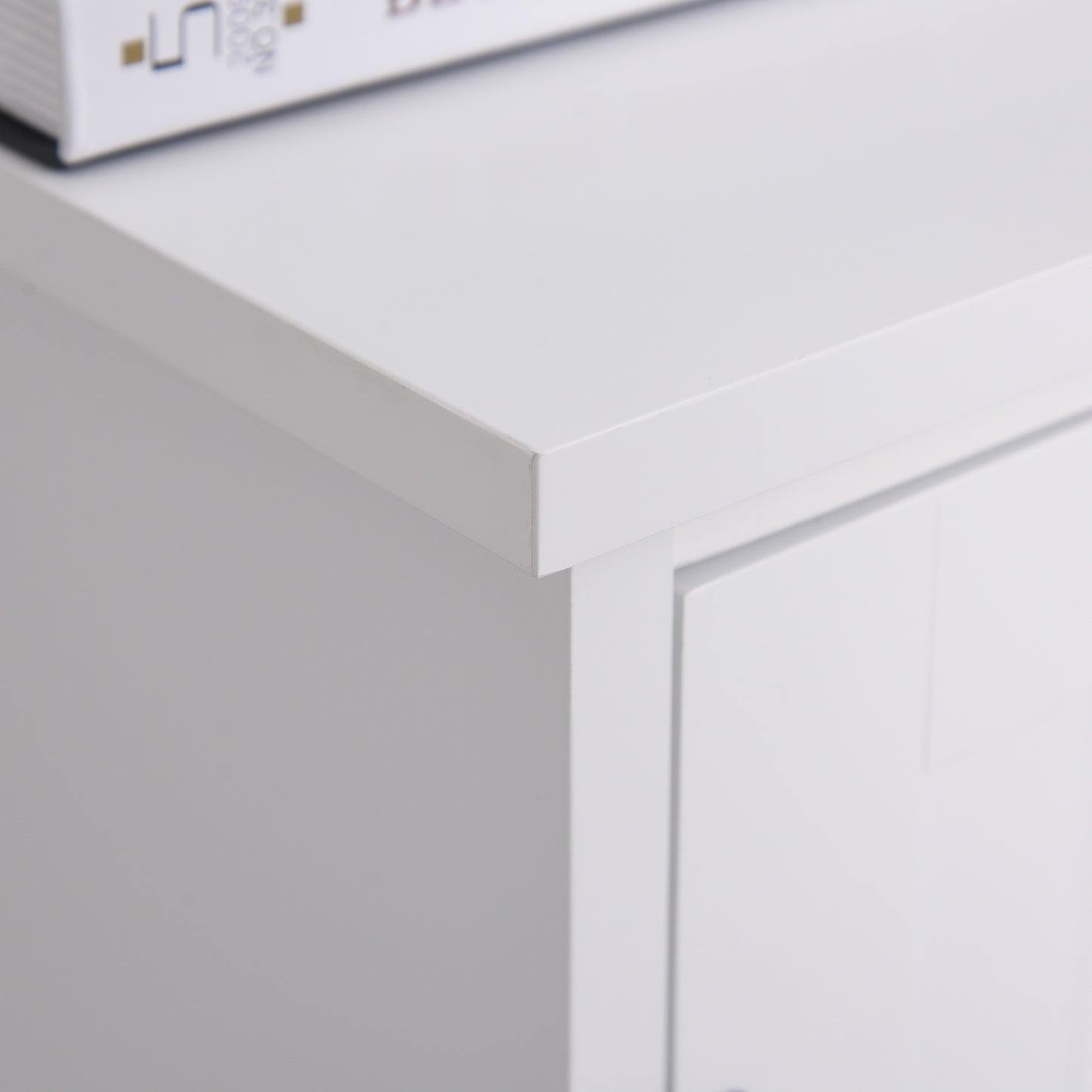 Accent Floor Storage Cabinet Kitchen Pantry with Adjustable Shelves and 2 Lower Doors, White