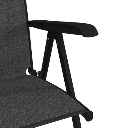 Set of 2 Outdoor Wicker Folding Chairs, Patio PE Rattan Dining, Armrests Set with 7 Levels Adjustable Backrest, for Outdoors, Camping, Grey