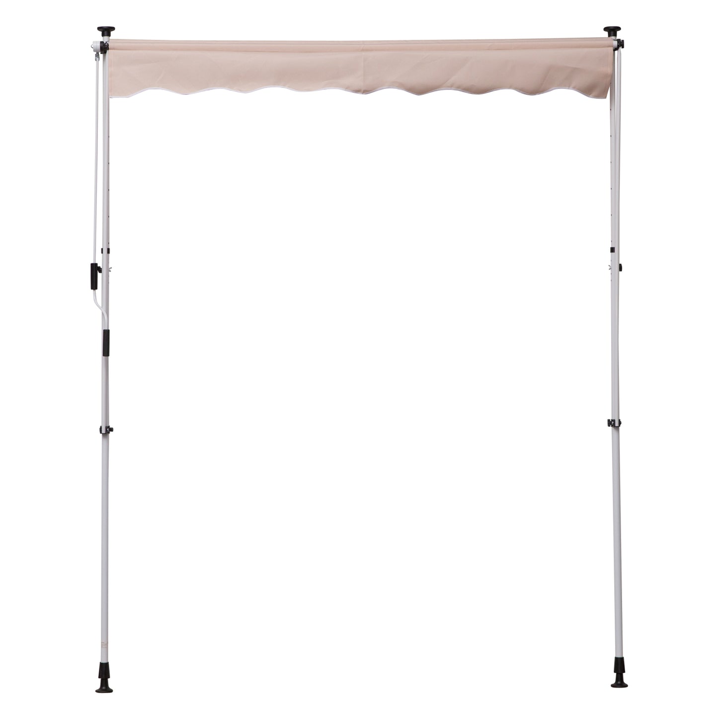 Outsunny 2 x 1.5m Garden Patio Manual Awning Canopy Sun Shade Shelter Adjustable Aluminium Frame Awning Beige